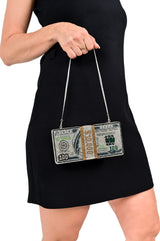 Crystal Dollar Clutch Bag - Bling Pockets